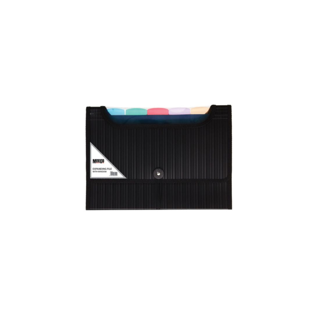 MEECO A4 Expanding File with Window- 6 Divisions