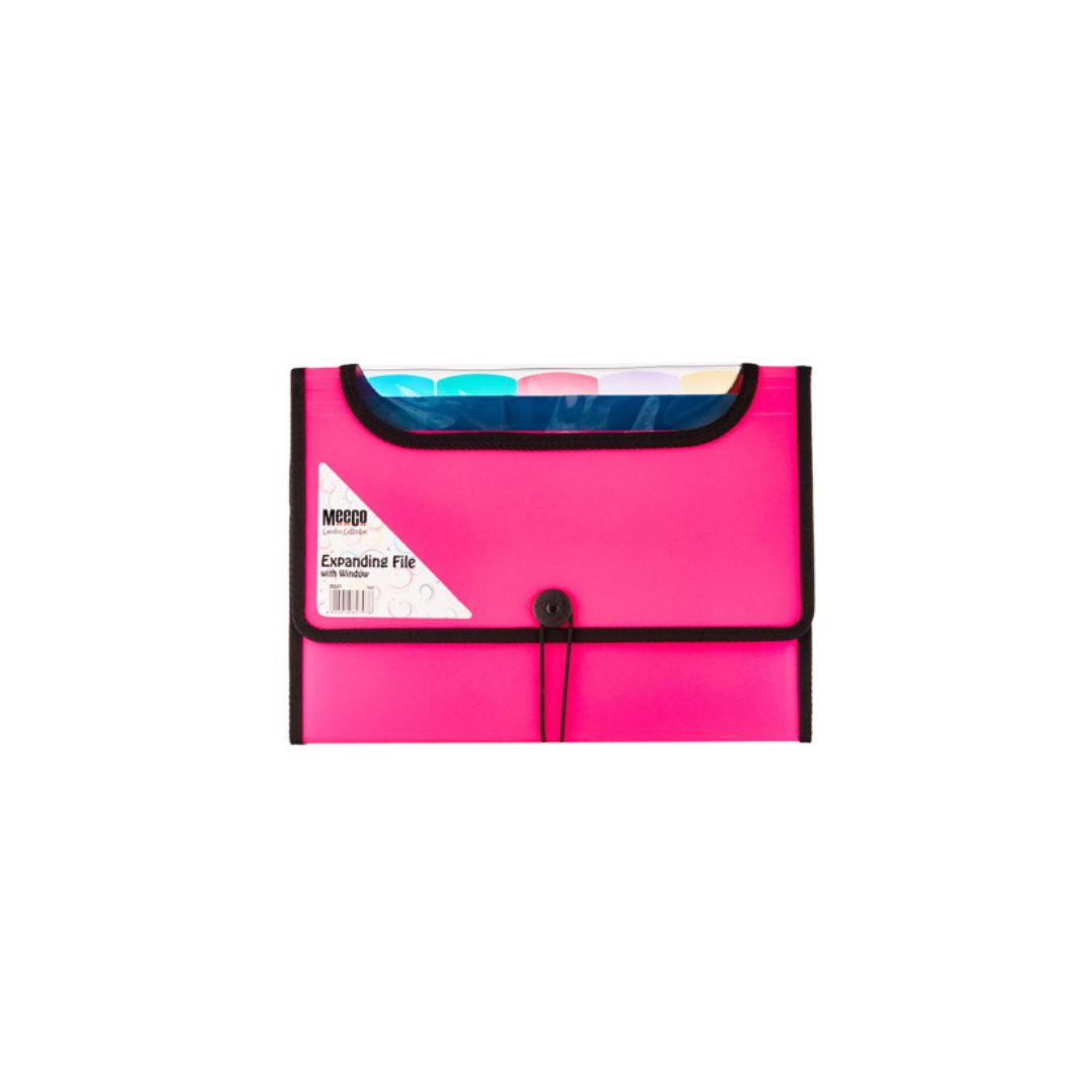 MEECO A4 Expanding File with Window- 6 Divisions