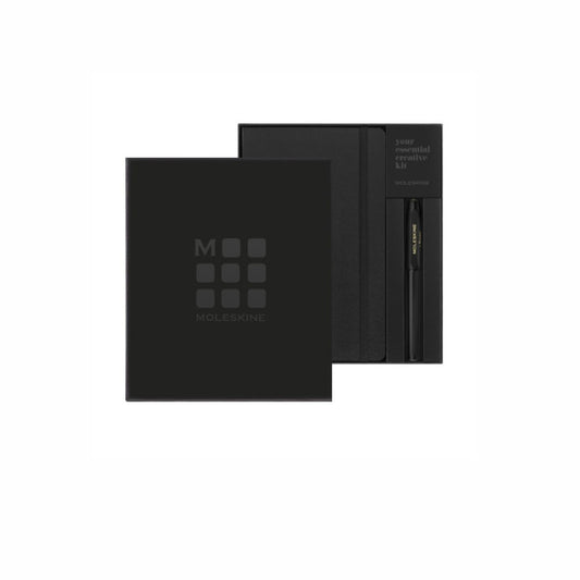 MOLESKINE KAWECO Roller Pen & Large Black Ruled Notebook Set Black