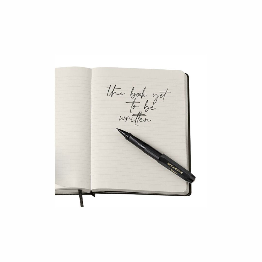 MOLESKINE KAWECO Roller Pen & Large Black Ruled Notebook Set Black