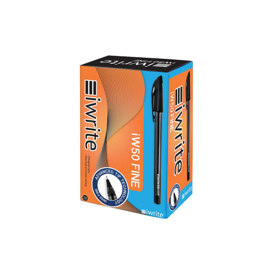 IWRITE Clear Colour Barrel Ballpoint IW50 Box of 50