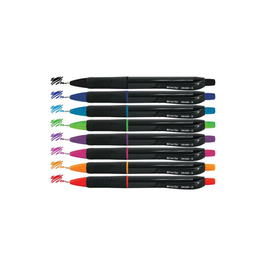 IWRITE Colourful Gel Retractable Pens 0.5mm  Wallet of 8