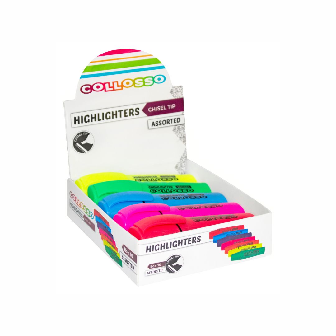 COLLOSSO Highlighter Chisel Tip Box of 10