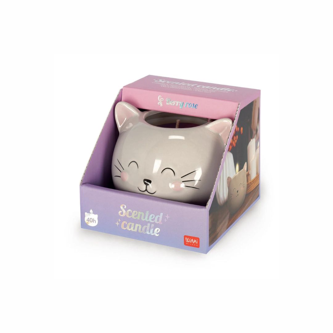 LEGAMI Scented Candle with Kitty Ceramic Holder