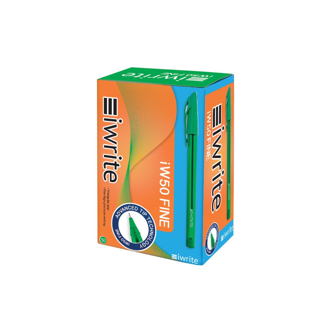 IWRITE Clear Colour Barrel Ballpoint Pen Fine 20 PACK