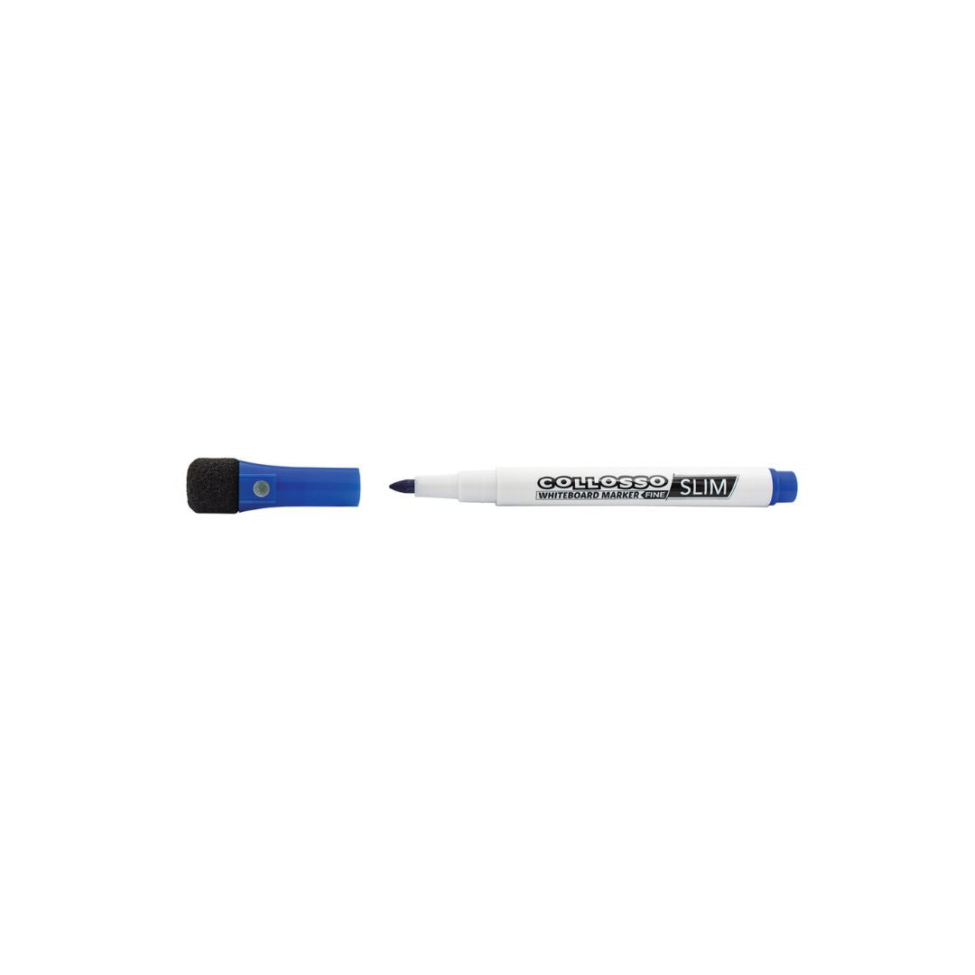 COLLOSSO Slim Whiteboard Marker with Magnetic Sponge Cap Eraser pack of 4