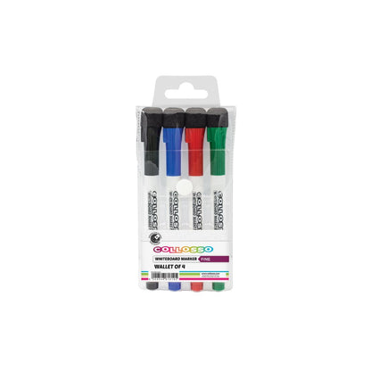 COLLOSSO Slim Whiteboard Marker with Magnetic Sponge Cap Eraser pack of 4