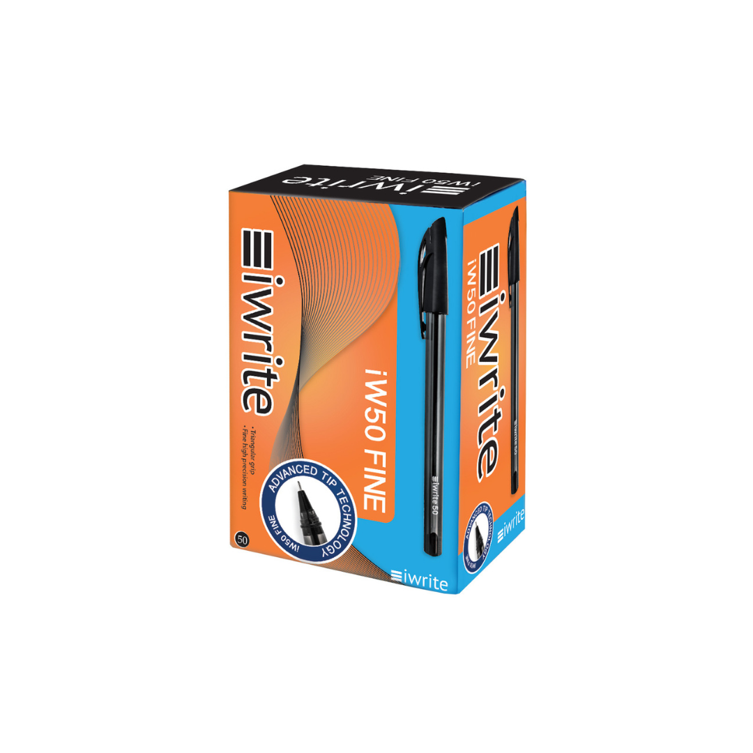 IWRITE Clear Colour Barrel Ballpoint Pen Fine 20 PACK