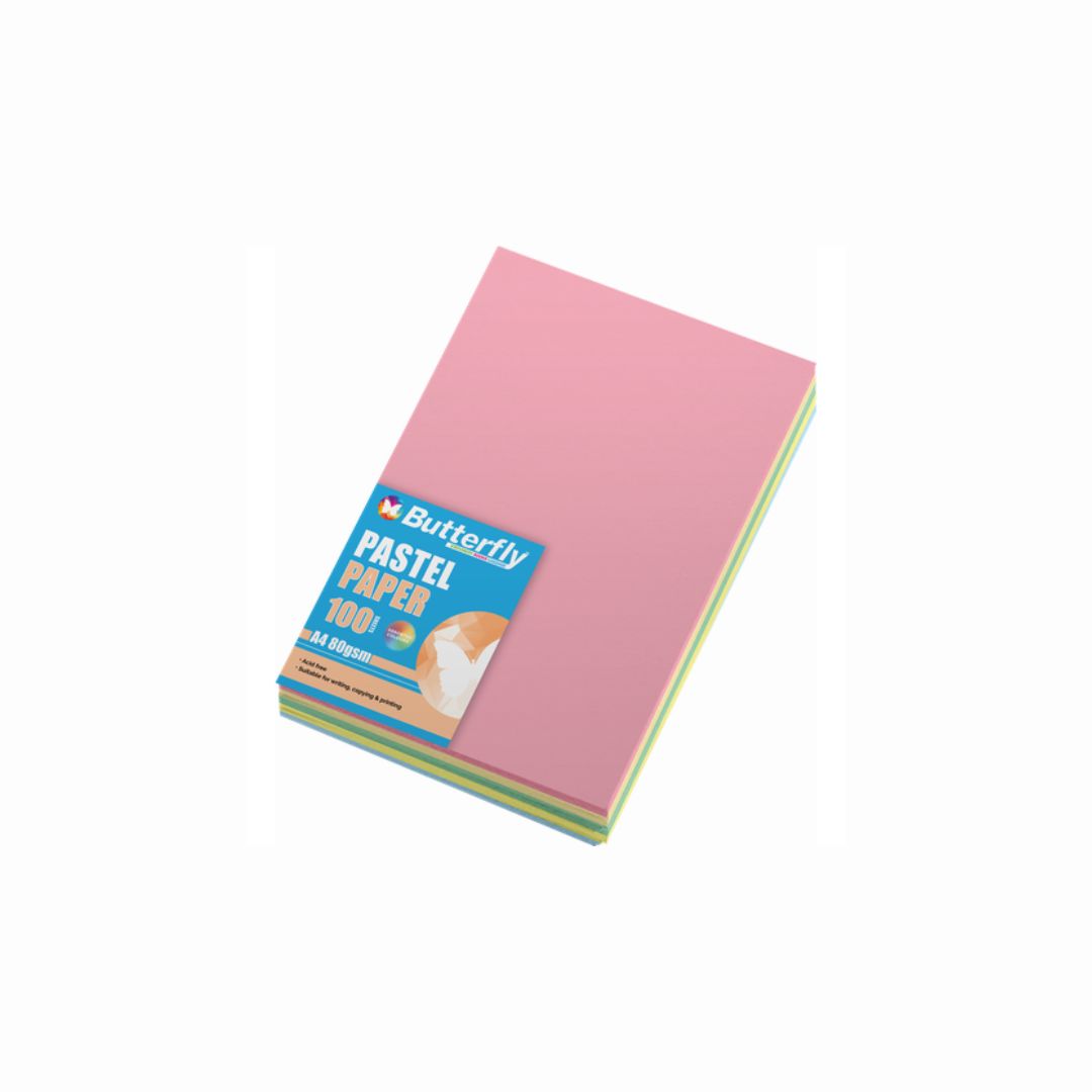 BUTTERFLY PAPER - A4 80gsm Mixed Pastel Colours - PACK OF 100