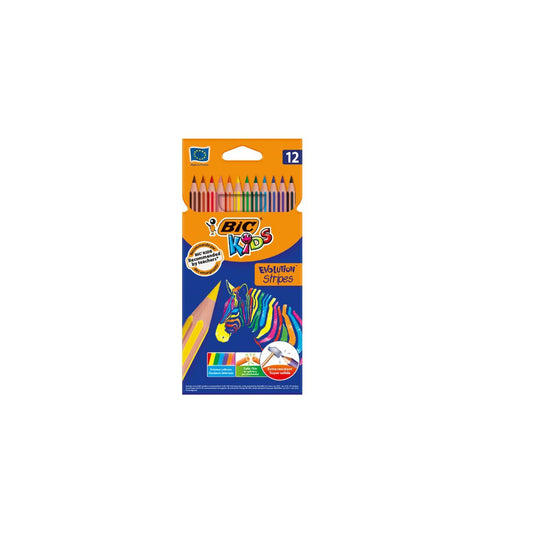 BIC  Kids Pencil Crayons  Evolution Stripes 12 Pack