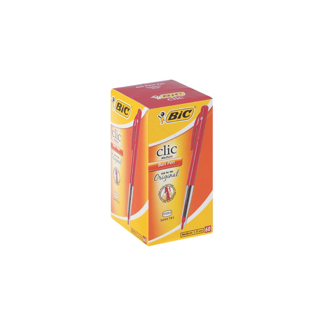 BIC Click Colour/Clear Medium Point 1.0mm Pen Box of 60