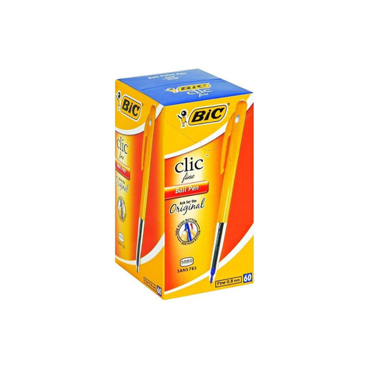 BIC Clic Orange/Clear Barrel Fine 0.7mm Retractable Pen Box of 60