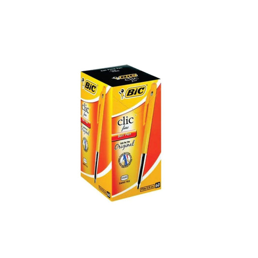 BIC Clic Orange/Clear Barrel Fine 0.7mm Retractable Pen Box of 60