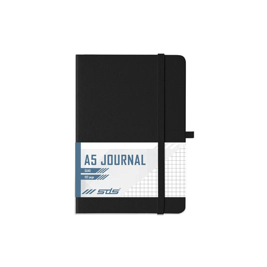 SDS A5 Specialised Journals 192pg - Quad With Elastic & Pen Holder Black