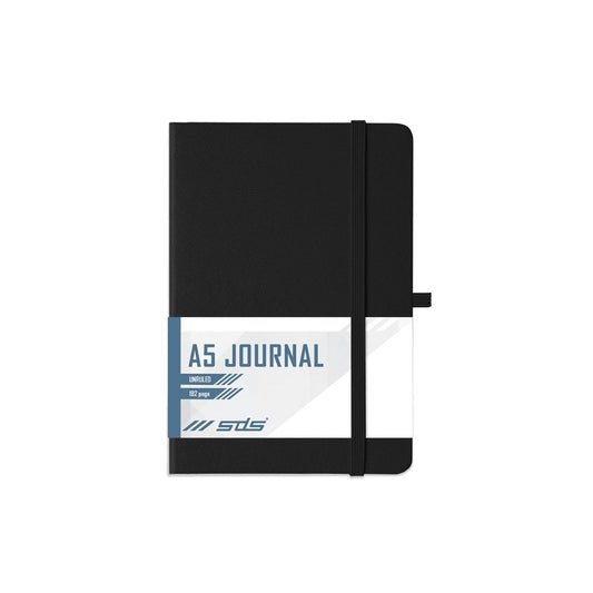 SDS A5 Specialised Journals 192pg - Unruled With Elastic & Pen Holder Black