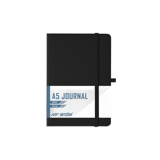 SDS A5 Specialised Journals 192pg - Dotted With Elastic & Pen Holder Black