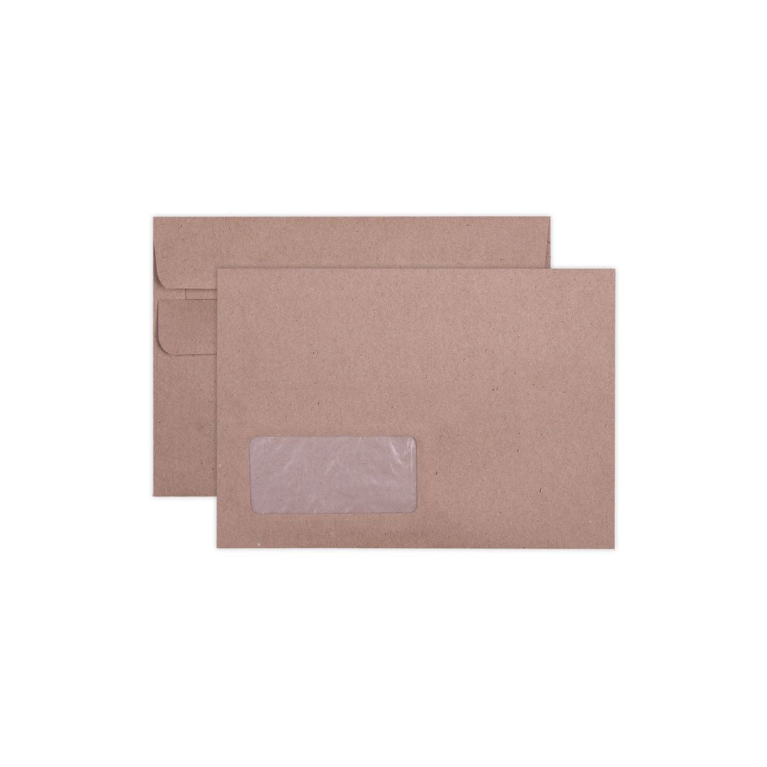 LEO C6  Window Self Seal 114 x 162mm 80gsm Brown Manilla Box of 500