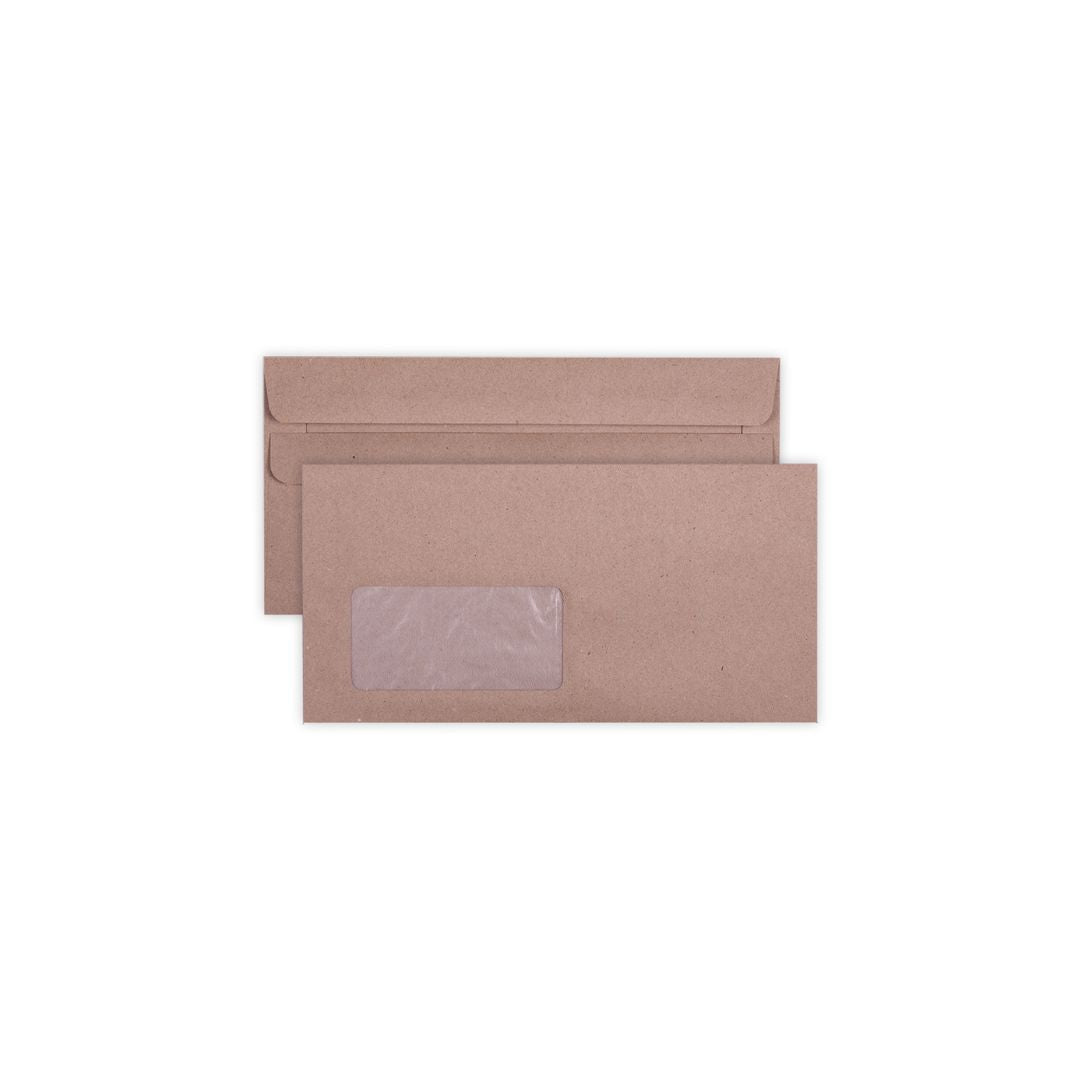 LEO DLB9  Window Self Seal 110 x 220mm 80gsm Brown Manilla Box of 500