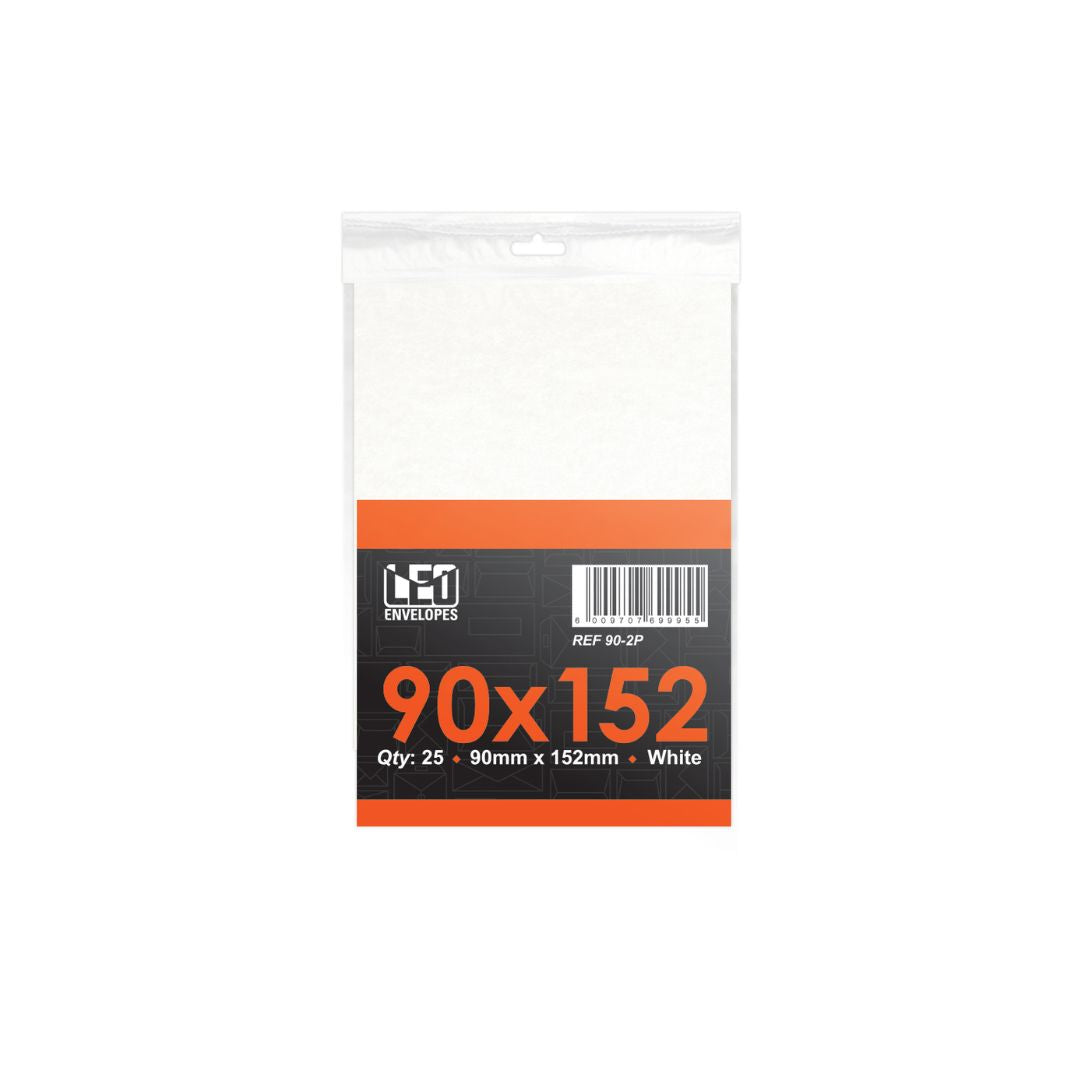 LEO White Plain Envelopes 90 x 152mm 80gsm Pack of 25 White