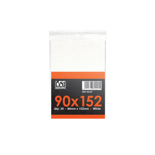 LEO White Plain Envelopes 90 x 152mm 80gsm Pack of 25 White
