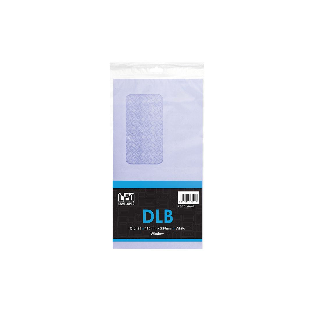 LEO DLB10P Window Self Seal 110 x 220mm 80gsm White Opaque Pack of 25