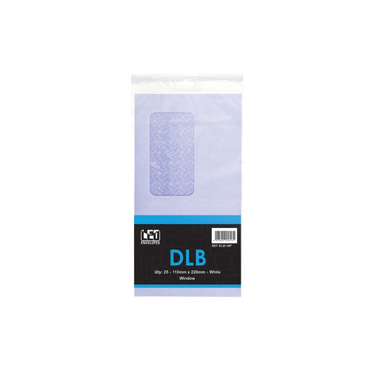 LEO DLB10P Window Self Seal 110 x 220mm 80gsm White Opaque Pack of 25