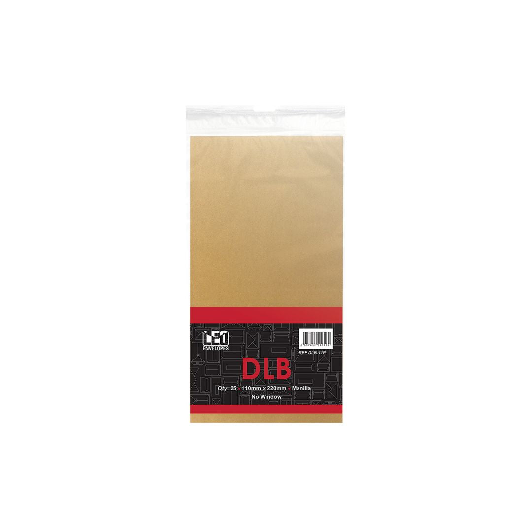 LEO DLB11P Self Seal 110 x 220mm 80gsm Manilla Brown Pack of 25