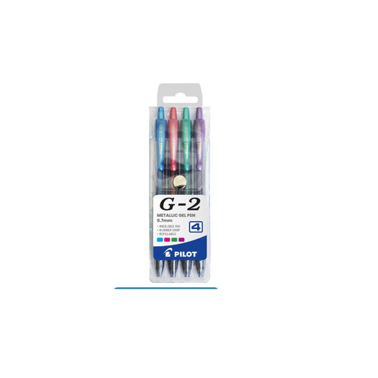 PILOT BL-G2-7-MT-W4 0.7mm Wallet of 4 Metallic Colours Pen