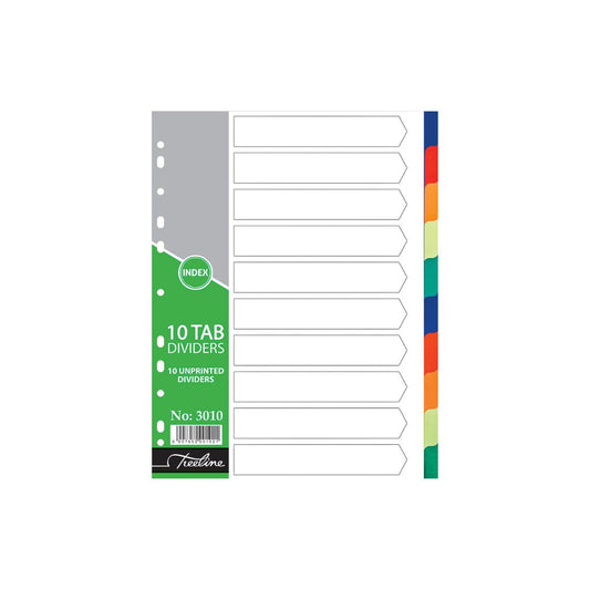 File Divider Treeline A4 Index 10 Tab Rainbow  160 Micron