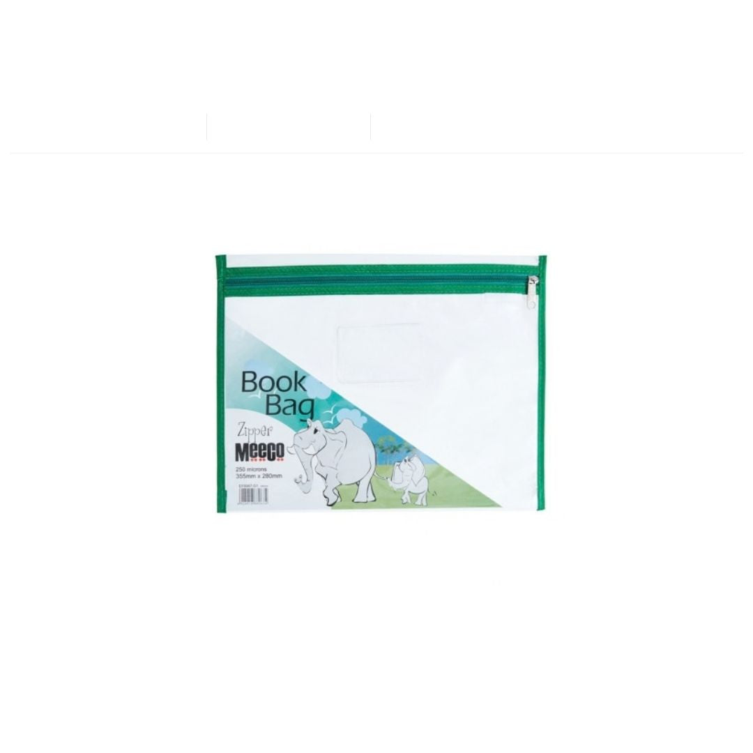 MEECO A4 PVC Book Bag with Zip Closure 355mm x 280mm
