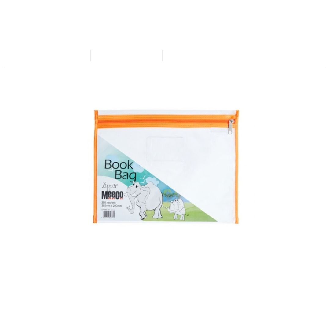 MEECO A4 PVC Book Bag with Zip Closure 355mm x 280mm