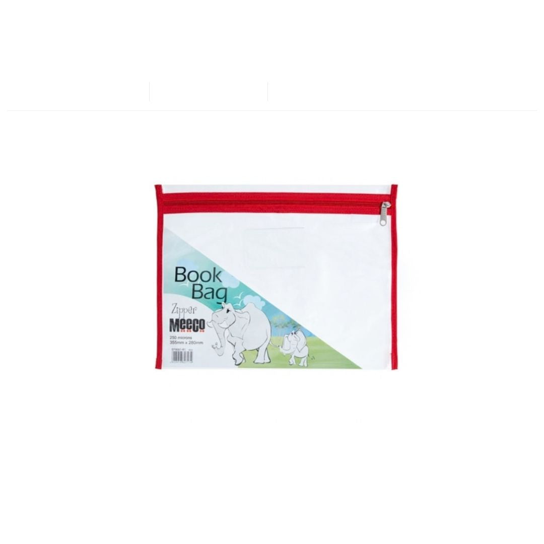 MEECO A4 PVC Book Bag with Zip Closure 355mm x 280mm