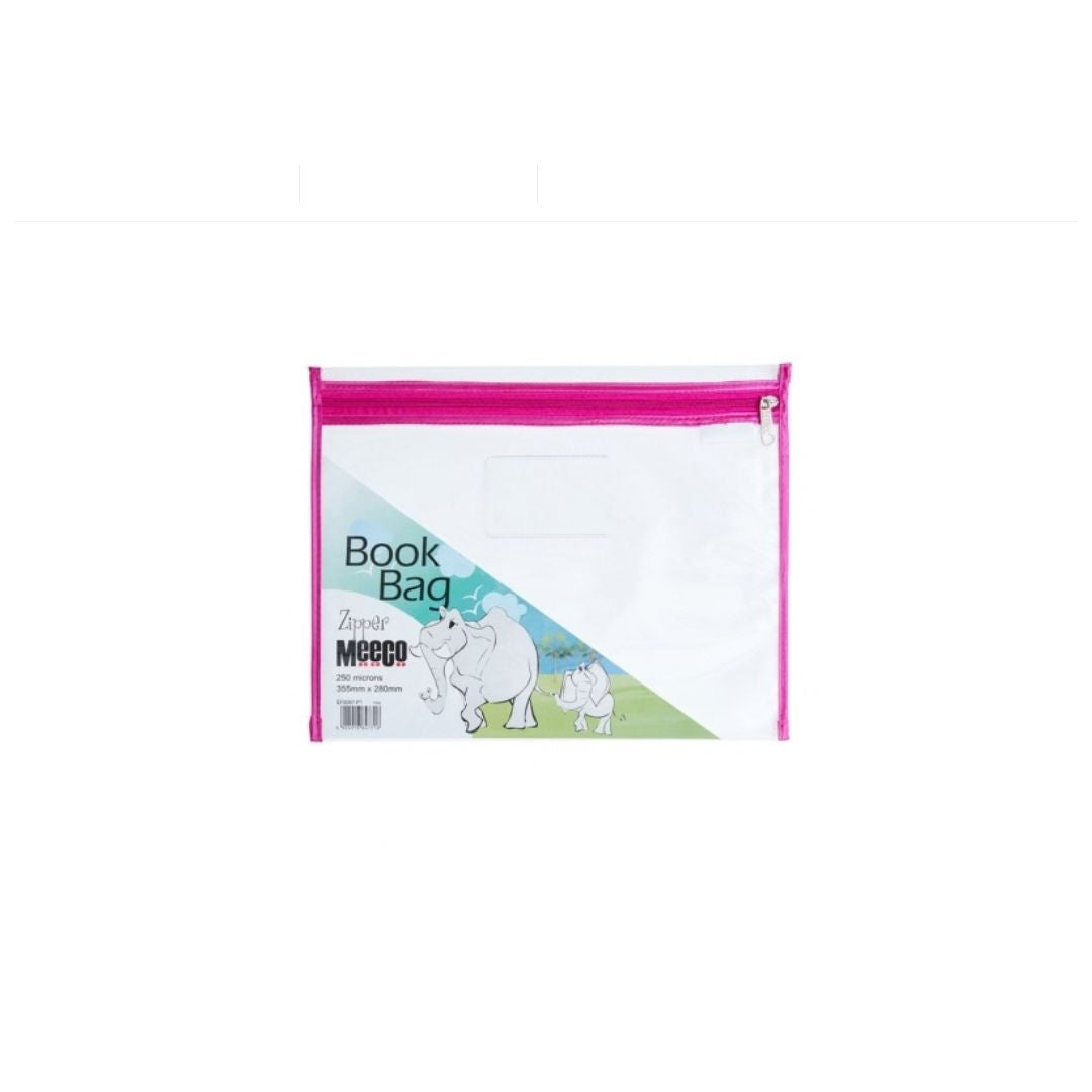 MEECO A4 PVC Book Bag with Zip Closure 355mm x 280mm