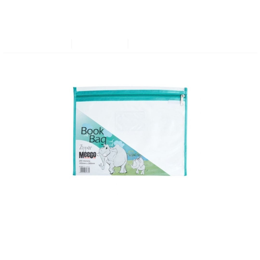 MEECO A4 PVC Book Bag with Zip Closure 355mm x 280mm