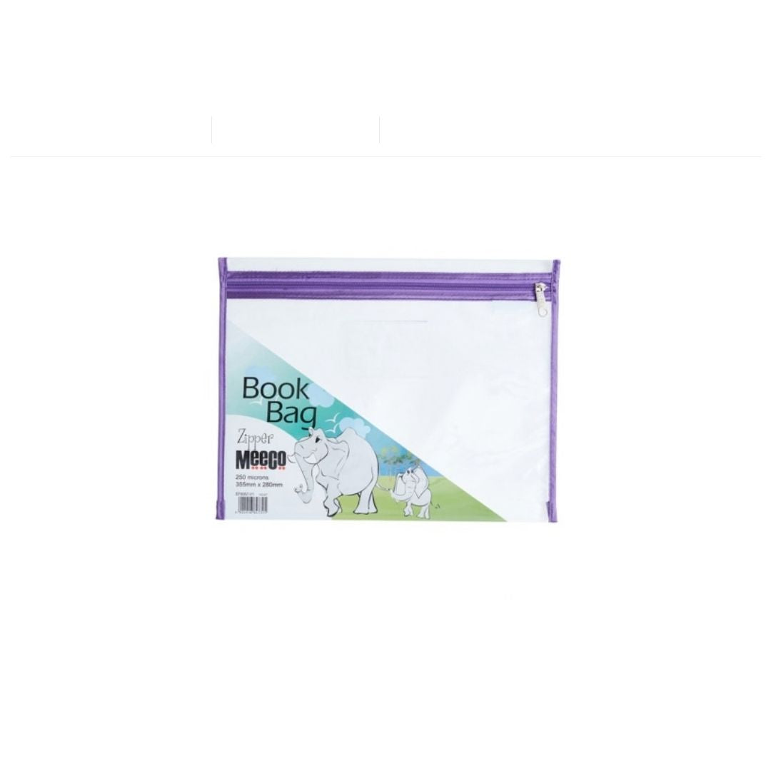 MEECO A4 PVC Book Bag with Zip Closure 355mm x 280mm