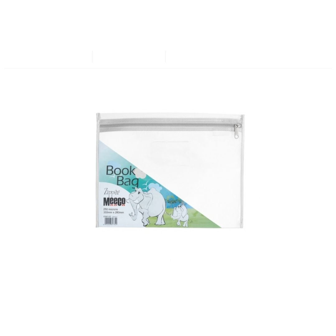 MEECO A4 PVC Book Bag with Zip Closure 355mm x 280mm