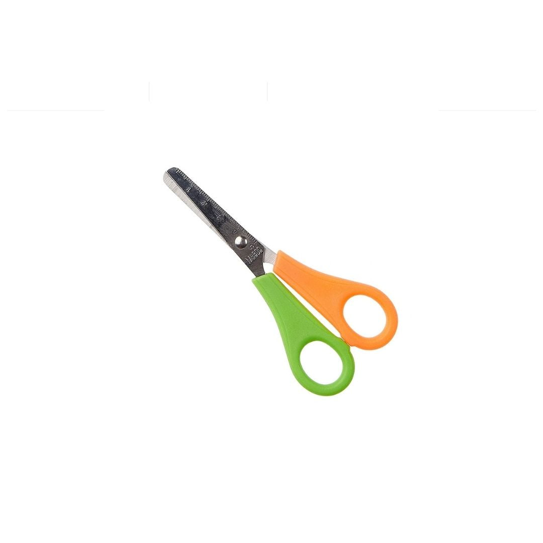 MEECO Economy Scholastic Scissors - Neon Green & Oange Handle (130mm) Left Hand