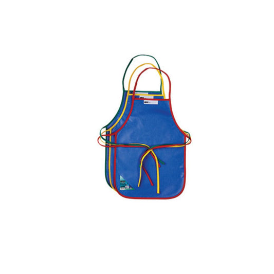 MEECO Kiddies PVC Aprons Blue with Assorted String Colours 5 Pack