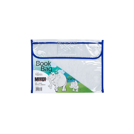 MEECO A4 PVC Book Bag with Vlcro Closure 355mm x 280mm 5 Pack of same colour
