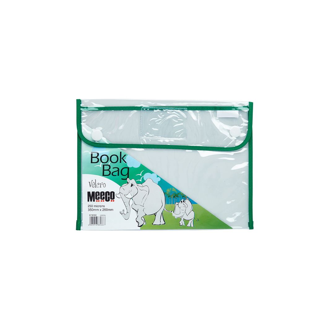 MEECO A4 PVC Book Bag with Vlcro Closure 355mm x 280mm