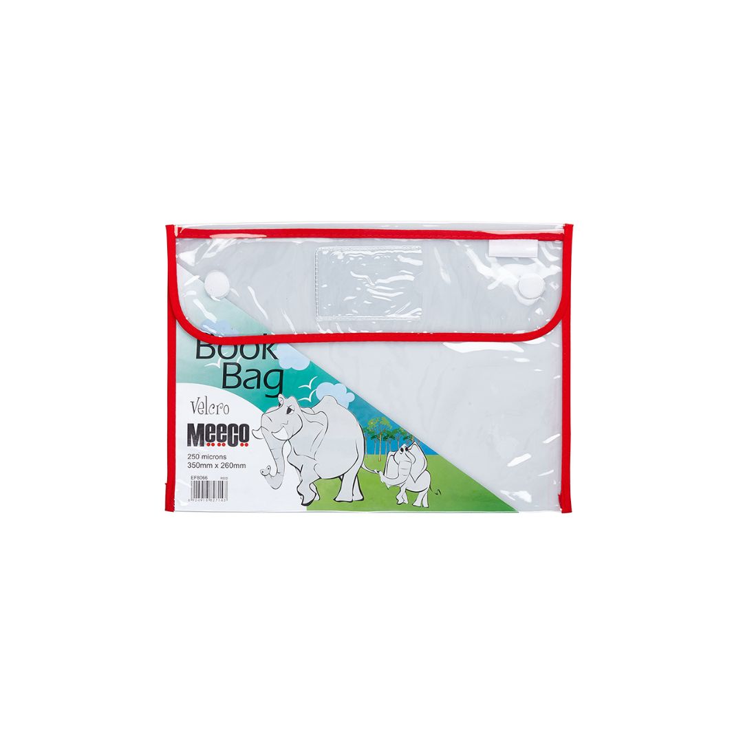 MEECO A4 PVC Book Bag with Vlcro Closure 355mm x 280mm