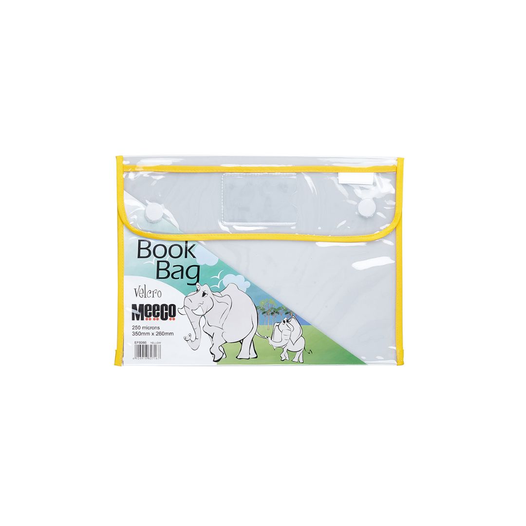 MEECO A4 PVC Book Bag with Vlcro Closure 355mm x 280mm