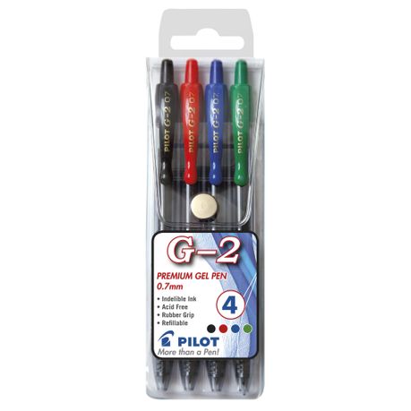 Pilot BL-G2-7-BA-W4 - Wallet of 4 Basic Colours Pen