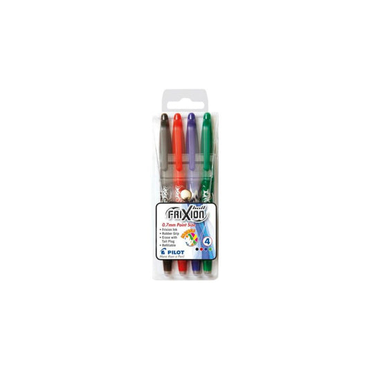 Pilot BL-FR7-FAS-W4  Frixion 0.7mm Erasable Ink Pen 4 Pack
