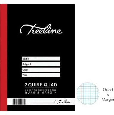 A4 Treeline Counter Book Hard Cover 192 pg Quad & Margin 2 Quire